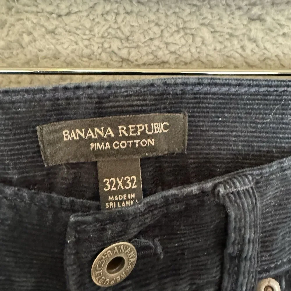 S Banana Republic Corduroy Pants Mens 32x32 Blue Straight Fit Dress Chino‎ Pima